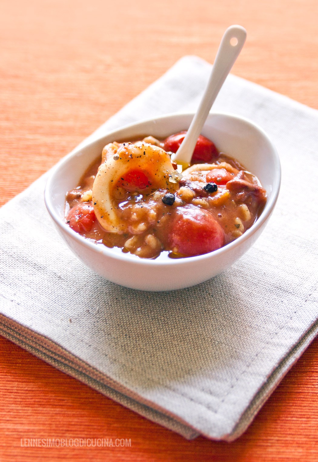 Zuppa di farro e calamari