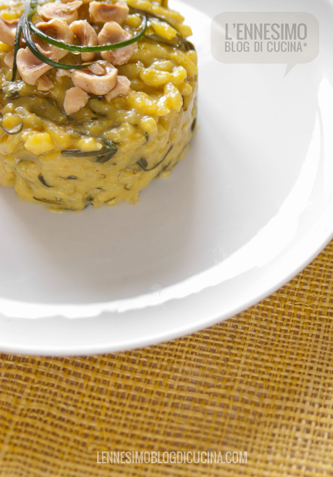 Risotto al curry con agretti e nocciole