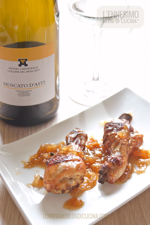 Fusi di pollo con cipolle in agrodolce al Moscato