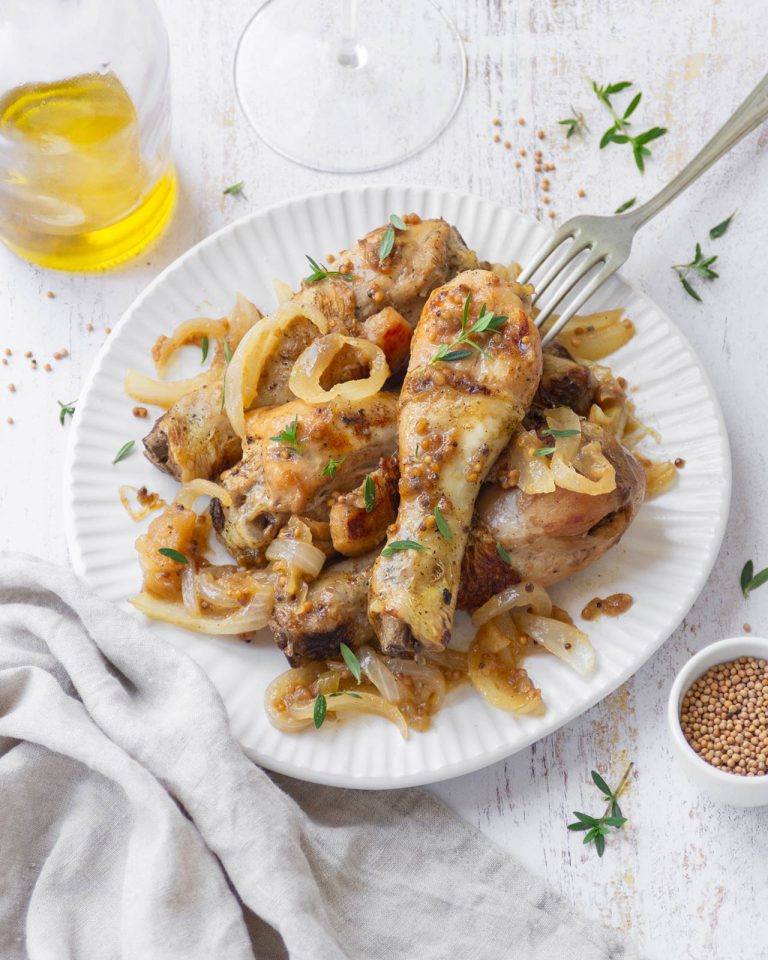 Fusi di pollo con cipolle in agrodolce al Moscato