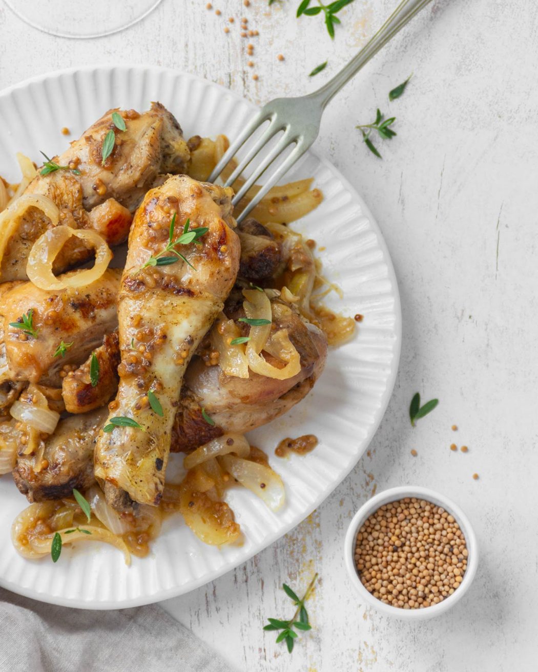 Fusi di pollo con cipolle in agrodolce al Moscato
