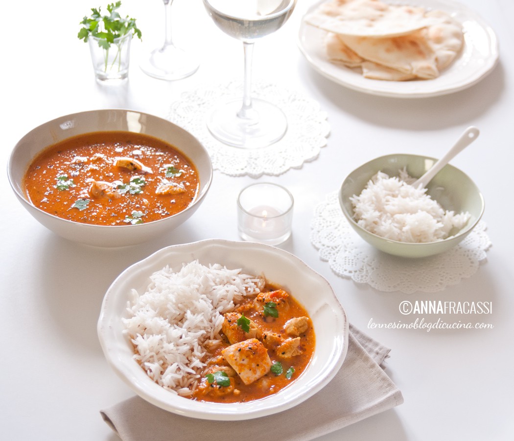 Curry indiano di cappone con riso Basmati