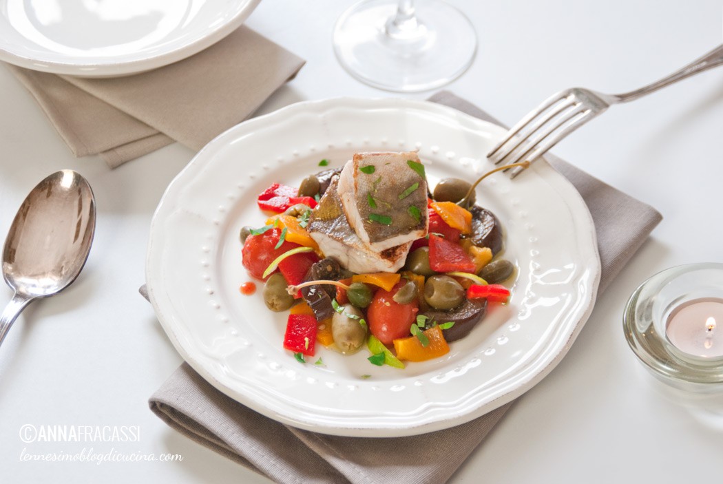 filetto di gallinella su caponatina d'inverno