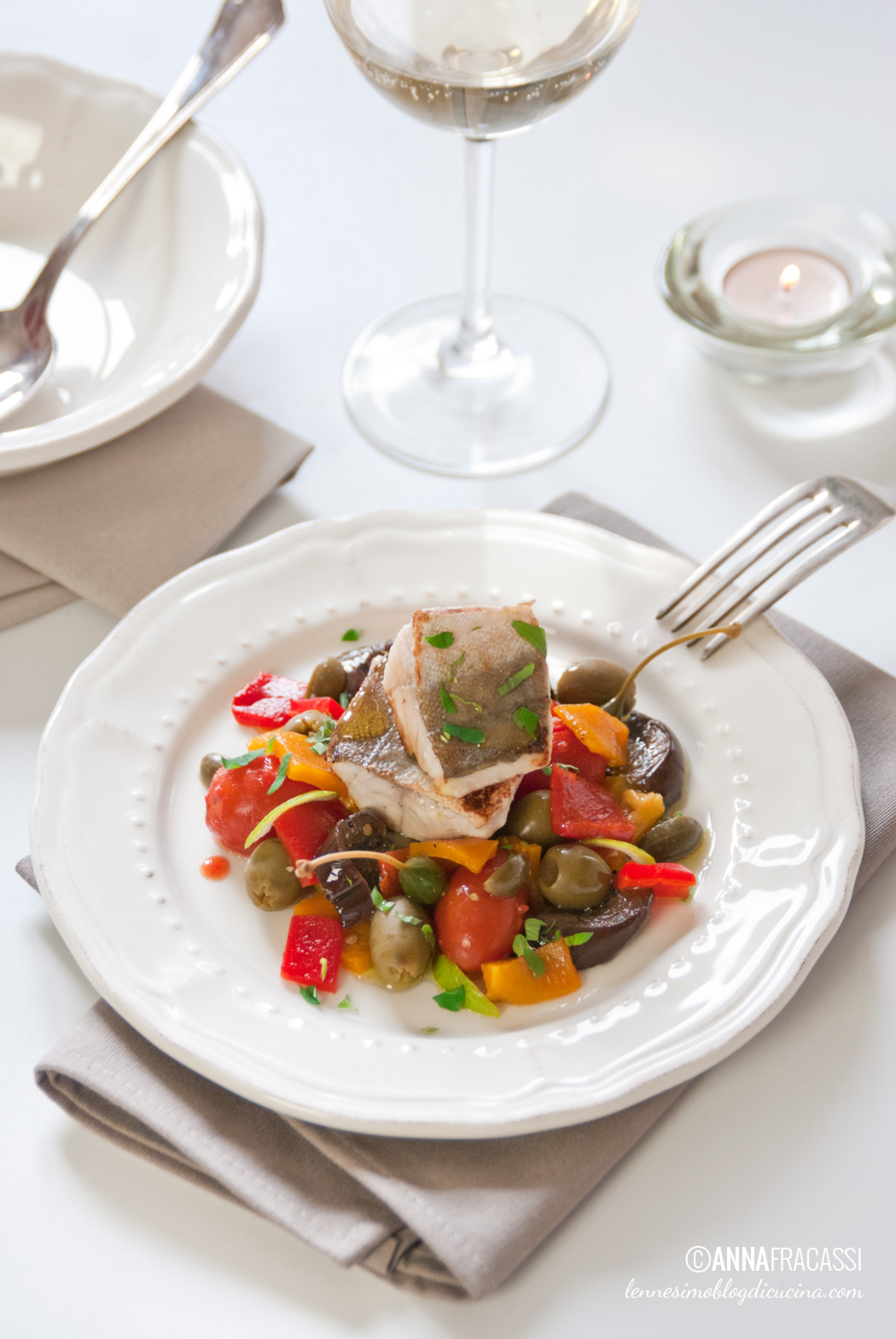 filetto di gallinella su caponatina d'inverno