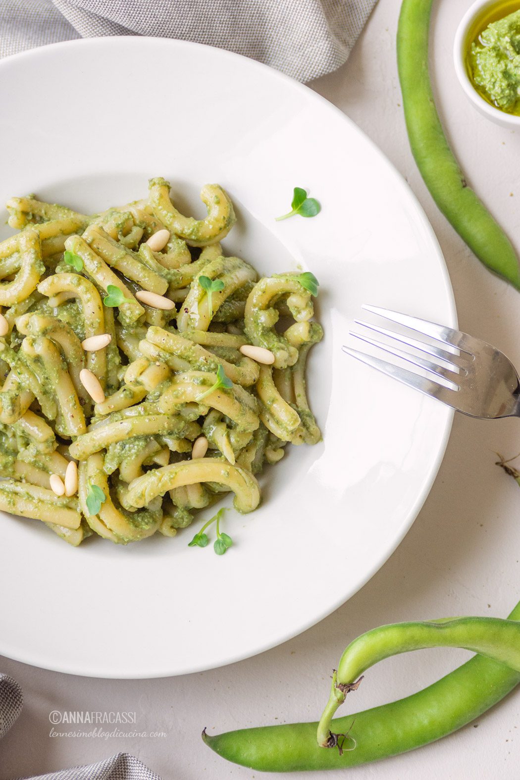 Pasta al pesto di fave e dei suoi baccelli