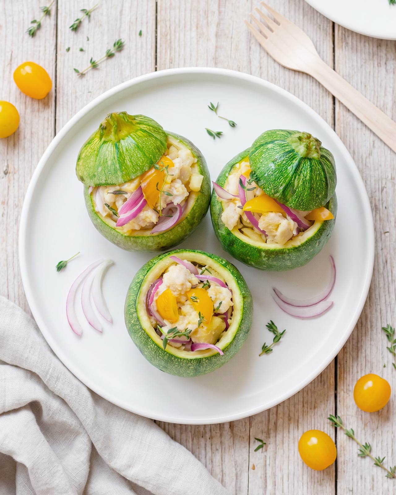 Zucchine tonde ripiene di panzanella