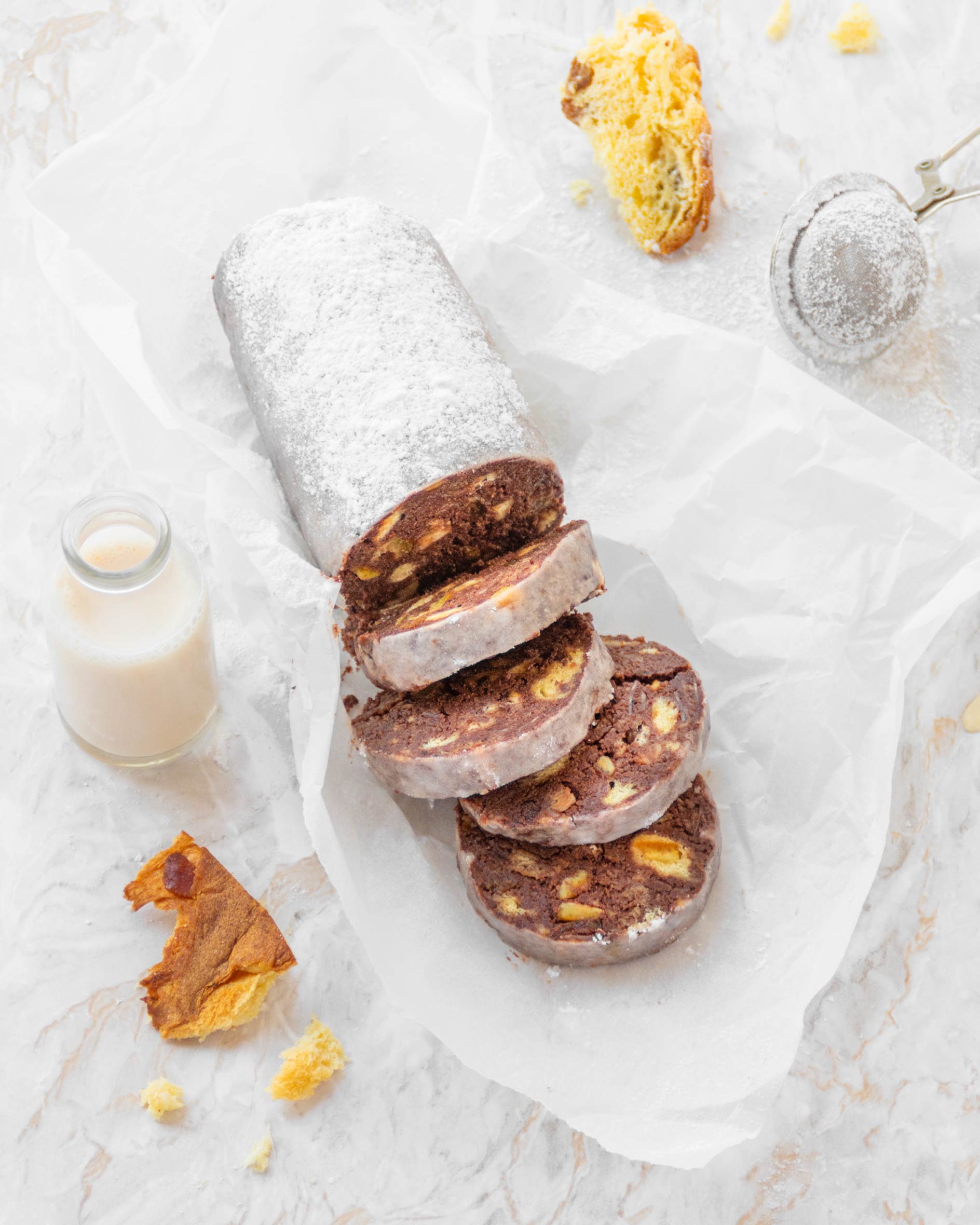 Salame di cioccolato al panettone