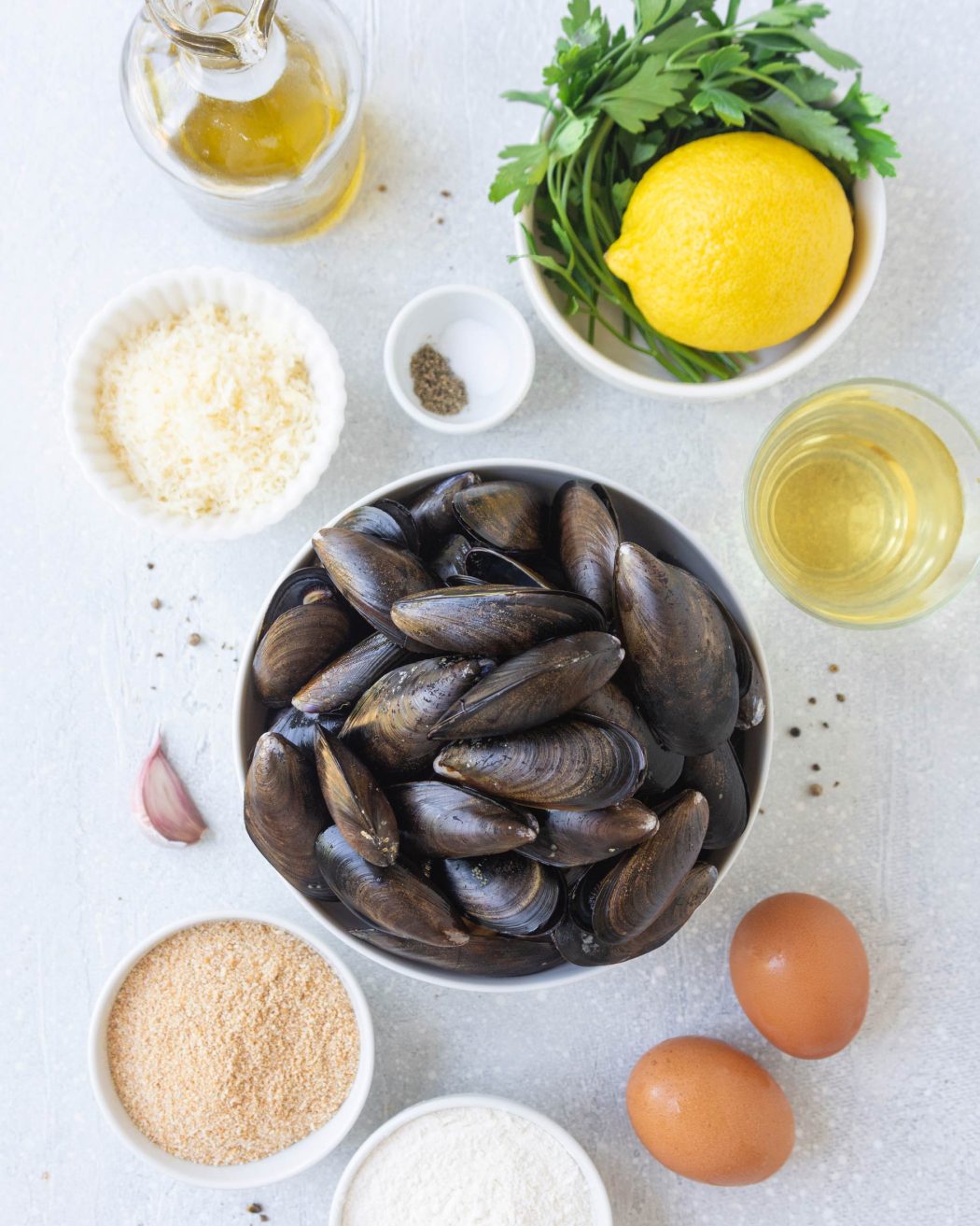 gli ingredienti delle cozze fritte