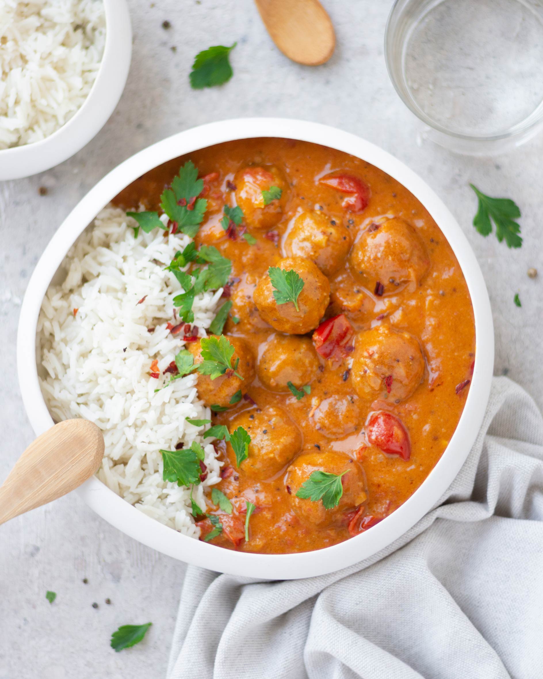 Polpette al curry con riso basmati