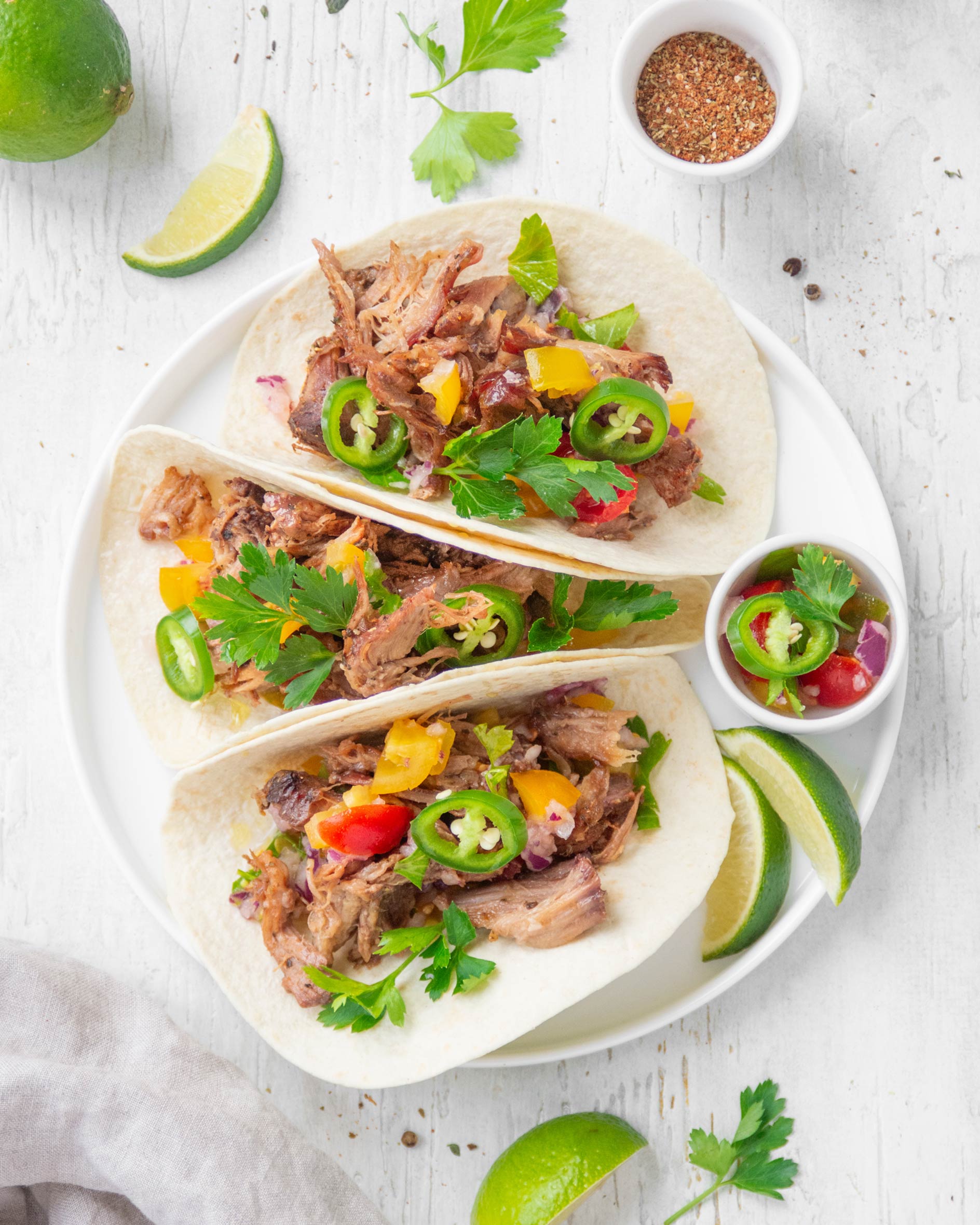 tacos con carnitas di vitello